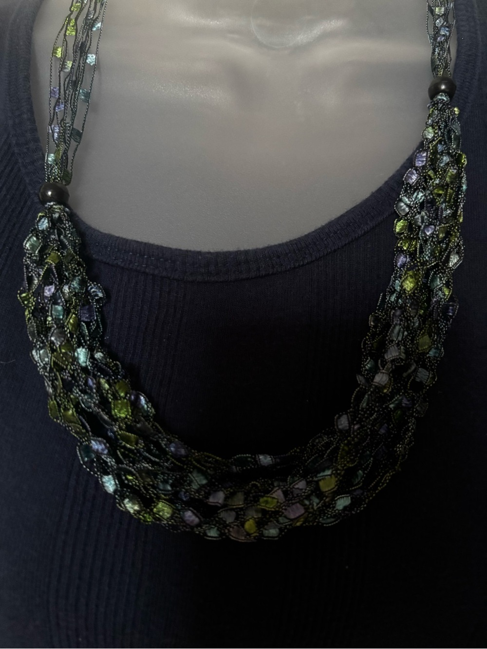6 Trellis Ladder Ribbon Yarn Necklace